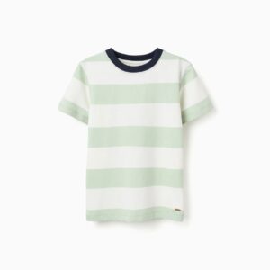 Camiseta Algodón Rayas Blanco/Verde/Azul Zippy