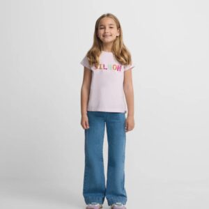 Camiseta Girl Bordados Lila Silbon
