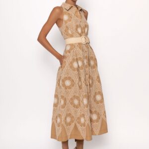 Vestido Camisero Bordado Cinturón Arggido