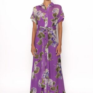 Vestido Camisero Flores Malva Arggido