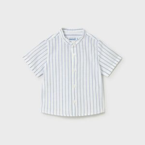 Camisa Con Lino y Cuello Mao Océano Mayoral
