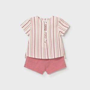 Conjunto Pantalón Corto Y Camisa Rayas Terracota Mayoral