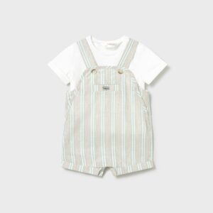 Conjunto Peto Rayas Y Camiseta Aqua Verde Mayoral