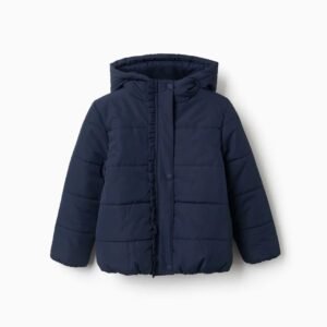 Chaqueta Acolchada Capucha Forro Polar Azul Marino Zippy