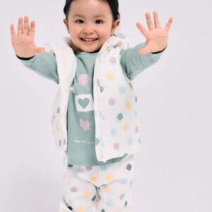 Chaleco Acolchado Capucha y Lunares Blanco Zippy