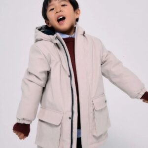 Parka Acolchada Capucha Y Bolsillos Delanteros Beige Claro Zippy