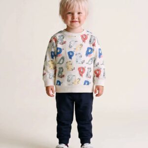 Conjunto Deportivo Letras Estampadas Blanco/Azul Zippy