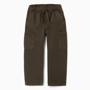 Pantalón Baggy Sarga Bolsillos Cargo Marrón Zippy