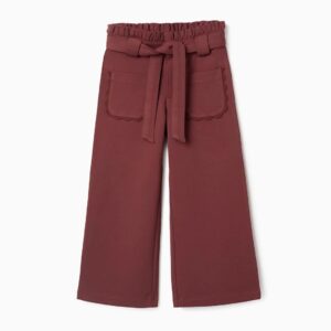 Pantalón Pierna Ancha Punto Roma Cinturón Marrón Zippy
