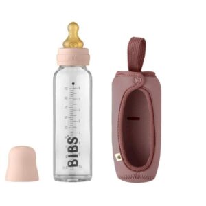 Biberón Cristal BIBS Blush 225ml + Fundas Biberón Large