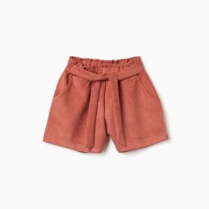 Pantalón Corto Punto Interlock Con Cinturón Terracota Zippy