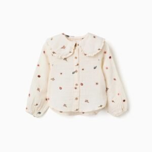 Blusa Manga Larga Algodón Flores Bordadas Zippy
