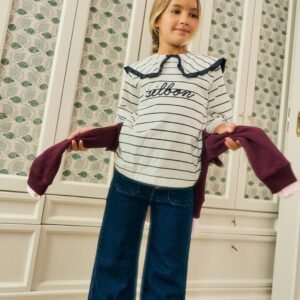 Camiseta Girl Cuello Bobo Rayas Azul Y Blanco Silbon