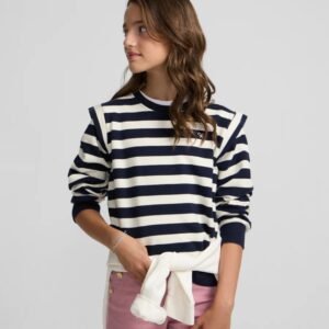 Sudadera Girl Hombreras Rayas Marino Y Crudo Silbon